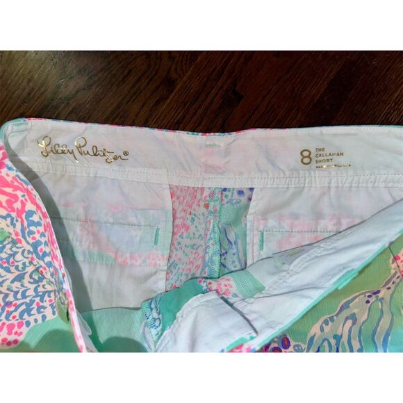 Lilly Pulitzer Women's Chino Shorts Size 8 Mint Callahan Fansea Print Summer - Picture 3 of 6